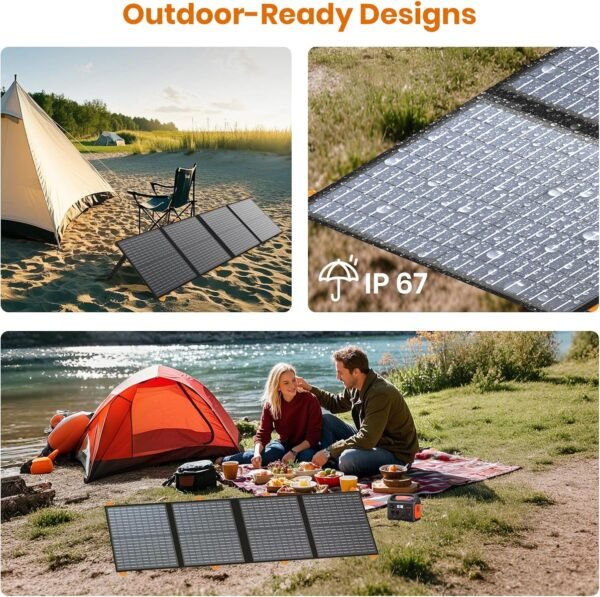 100W Portable Solar Panel for Power Station, Foldable Monocrystalline Solar Charger with QC3.0 USB-A & USB-C, 24% High Efficiency, IP67 Waterproof - Compatible with Camping, RV, Emergency Blackout - Image 6