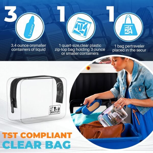 EASYFUN Toiletry Bag 2pcs TSA Approved Travel Clear Toiletry Bag for Men and Women Travel Accessories Quart Size Toiletries Cosmetic Pouch Makeup Bags - Image 2