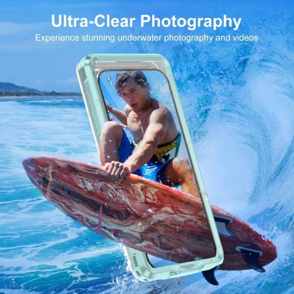 Beasyjoy Waterproof Phone Case, Underwater Snorkeling Diving Phone Case, Universal Self-Check Water Proof Pouch Dry Bag Up to 6.9 Inch for iPhone 16/15/14/13/12/11/Samsung S24/S23/Google - Green - Image 4