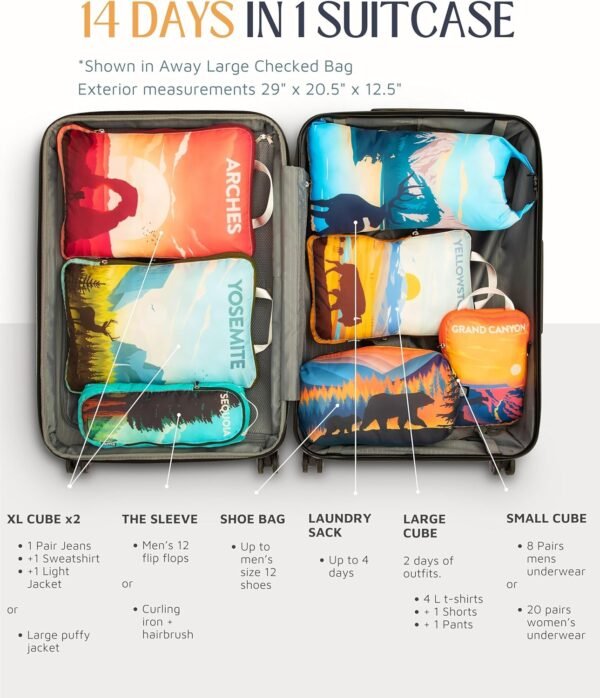 Large Compression Packing Cubes for Travel-Packing Cube Luggage Organizers 7 Piece Set for Checked Luggage-Ultralight, Expandable/Compression Bags by TRIPPED Travel Gear (National Parks) - Image 3