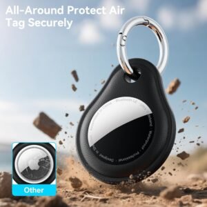for Airtag Keychain Holder for Apple Airtag -Anti-Scratch&Durable,IPX8 Waterproof for air Tags-2 Pack Case, for Dog,cat,Pets, Kids, Luggage for Air tag Accessories & Item Finder(Black)
