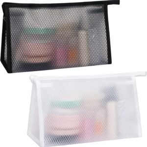 Travel Cosmetic Bag, Toiletry Bag for Women men, [2 Pack] Lightweight Travel Organizer Makeup Bag Classic Portable Waterproof Toiletries Kit Organizer Pouch with Zippered,-Black+White