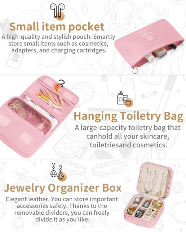 Packing Cubes 11 Set, Suitcase Organizers, Luggage Organizer Bags, Packing Cubes for Travel, with Toiletry Bag, Travel Essentials,Pink - Image 6
