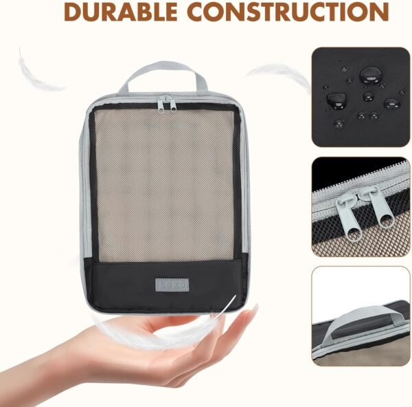 6 Set Compression Packing Cubes for Travel, Lightweight Expandable Organizer with Laundry and Shoe Bag, Luggage Suitcase Accessories, Travel Essentials for Cruise Trips Black - Image 5