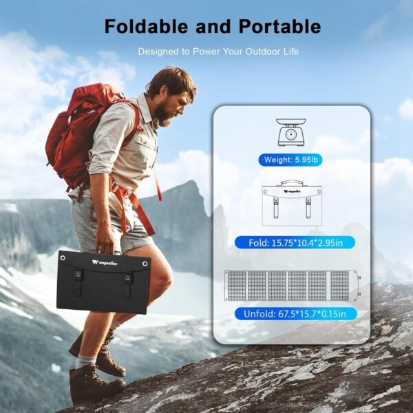 100 Watt Portable Solar Panel, Foldable Solar Panel Charger with Kickstands, QC3.0 USB-A USB-C & DC Output for Phone/Power Station, IP65 Waterproof for Camping Backpacking Hiking RV Blackout - Image 5