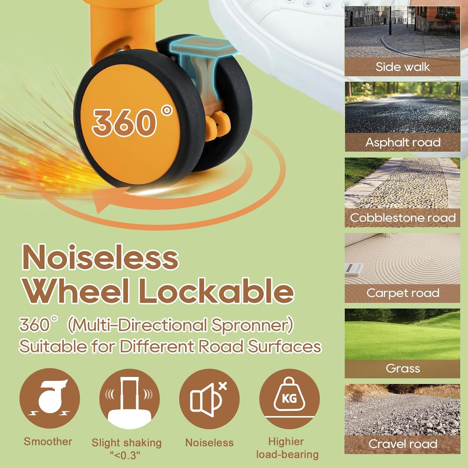 Joyway 20in Carry On Luggage with Cup Holder and USB Port, 25% Expandable Capacity, Smart Suitcase with Anti Slip Wheels and Handbag, Perfect for Men and Women 3 Piece Set Orange - Image 4