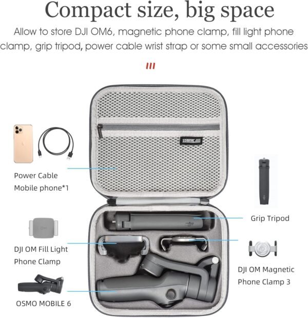 Osmo Mobile 6 Case, Portable Storage Bag Hardshell Carrying Travel Case Fits DJI Osmo Mobile 6 Smartphone Gimbal Stabilizer and Accessories - Image 4
