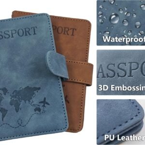 2 Pack RFID Blocking Passport Holder for Travel Essentials Premium Passport Wallet Cover for Women,Men,Passport Holder for Travel