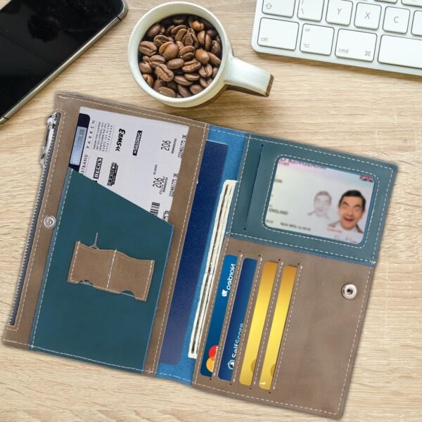 Leather Passport Wallet, Lightweight Travel Wallet, Passport Holder for Travel, for Secure Traveling and Documentation Organizer - Image 2
