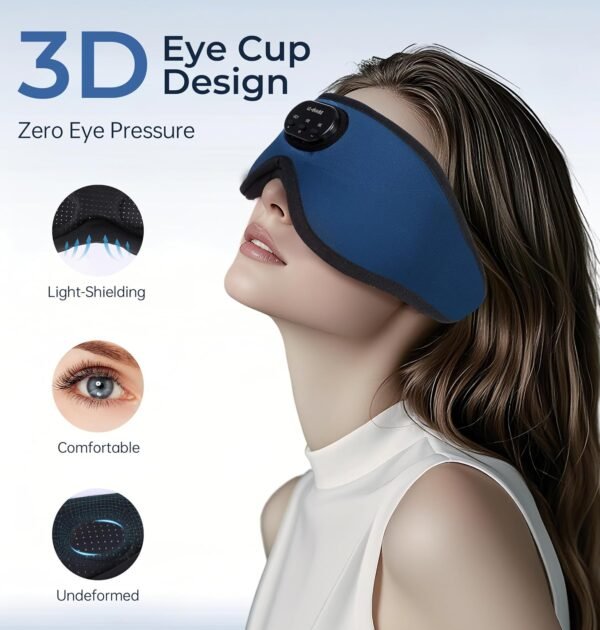 LC-dolida 5.2 Bluetooth Sleep Mask with White Noise,Sleep Headphones,Bluetooth Wireless Music Eye Mask, Ideal for Travel, Night Work, Side Sleeping and Office Use for Both Men and Women(Dusty Cyan) - Image 6