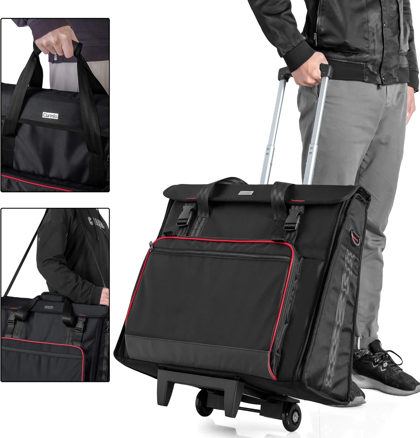 CURMIO Rolling Carrying Bag with Wheels Compatible for Apple iMac 27 inch Desktop Computer, Detachable Trolley Storage Case Compatible with iMac 27” Monitors and Accessories, Black (Patent Pending) - Image 5