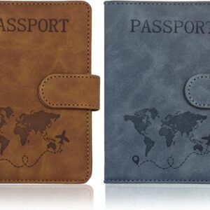 2 Pack RFID Blocking Passport Holder for Travel Essentials Premium Passport Wallet Cover for Women,Men,Passport Holder for Travel