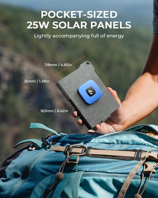 [Pocket-Size]BigBlue Portable 25W Solar Panel Charger, Folding Solar Charger with USB-A and USB-C Ports, IP68 Waterproof Solar Panel for Backpacking Compatible with Cellphones, Tablets, Power Bank etc - Image 7