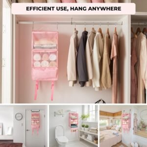 GRANNY SAYS Hanging Packing Cubes for Travel, Large Portable Hanging Suitcase Organizer, Foldable Compression Luggage Organizer Bags for Clothes, Carry on Closet Suitcase, XL-Pink Travel Shelves