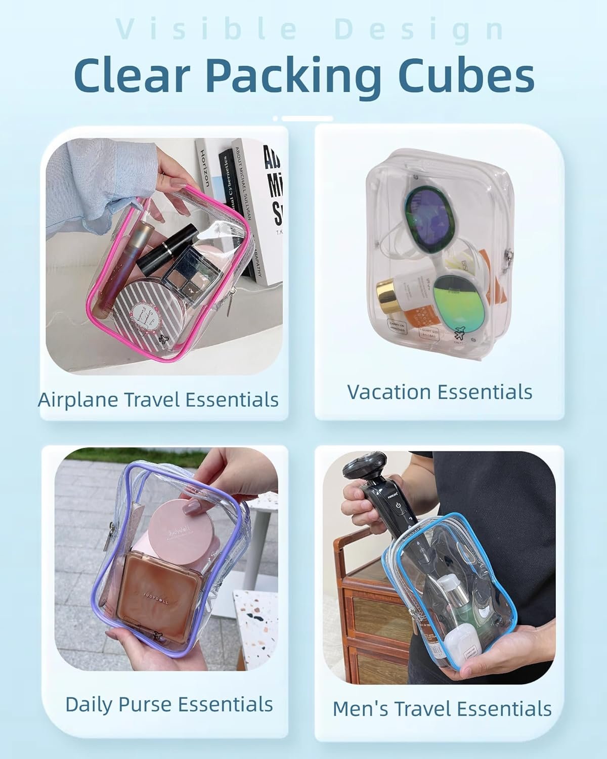 3 Packing Cubes Quart Size Travel Bag Tsa Approved Clear Toiletry Bag Small European International Must Haves Long Flight Airplane Essentials for Flying Toiletries Liquids Accessories Men Women - Image 5