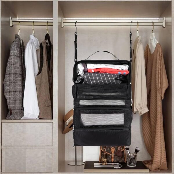 Suitcase Organizer, Travel Luggage Organizer Portable Hanging Travel Shelves Collapsible Hanging Packing Cubes for Carry on Suitcase - Image 7