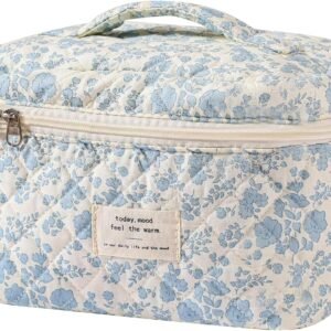 Large Makeup Bag, Cute Cosmetic Bag for Women Girls, Floral Coquette Aesthetic Toiletry Bag, Travel Make Up Organizer Bag (BDLH)
