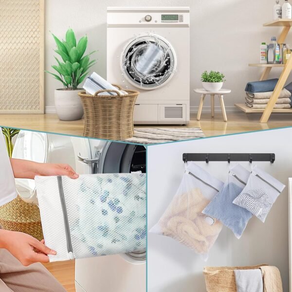 XXL Shoe Washing Machine Bag - 2 Reusable 360° Deep Clean Shoe Washing Bag for Washer and Dryer, Durable Zipper Laundry Shoe Bag Kit Include Laundry Bag for Delicates/Bra Laundry Bags (White) - Image 8