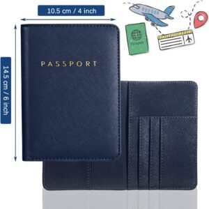 Frienda 2 Pieces Bridal Passport Covers Holder Waterproof Leather Holder Covers Travel Wallet Passport Case for Women and Men