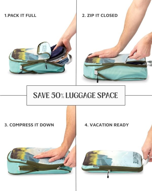 Large Compression Packing Cubes for Travel-Packing Cube Luggage Organizers 7 Piece Set for Checked Luggage-Ultralight, Expandable/Compression Bags by TRIPPED Travel Gear (National Parks) - Image 4