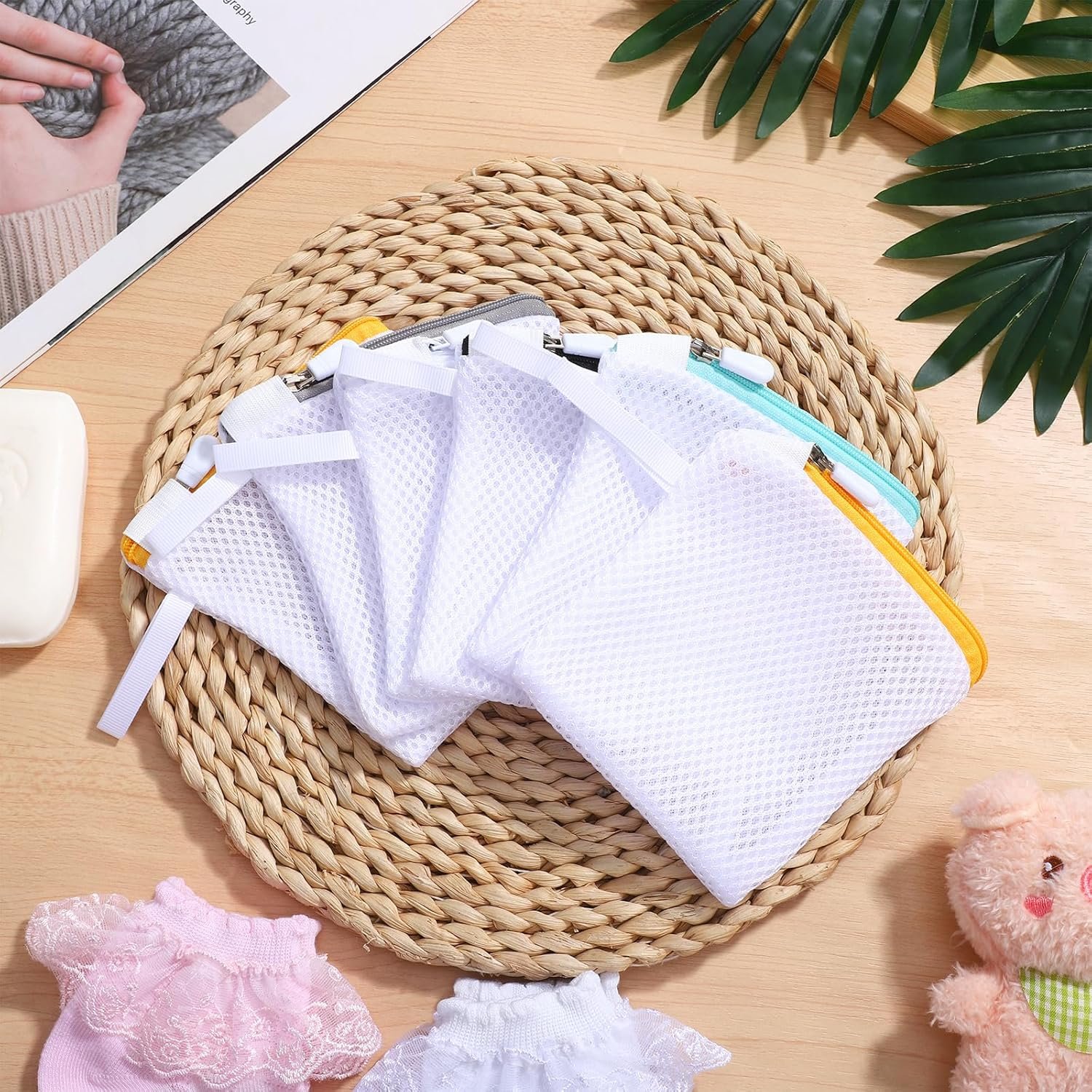 6pcs Laundry Bag Mesh Wash Bag Mini Washing Machine Underwear Washing Bag Wash Bags Protecting Wash Bag Foldable Wash Bag Laundry Pouch Travel Sandwich Mesh Laundry Mesh Bag Bra - Image 8