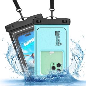 Waterproof Phone Pouch – 2 Pack IP68 Floating Waterproof Phone Case, Dry Bag Beach Cruise Essentials with Adjustable Lanyard for iPhone 16 Pro Max / 15 Pro/Galaxy S24 S23 (Black and Blue)