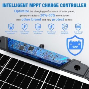 25W 12V Solar Powered Battery Charger & Maintainer, Built-in Smart MPPT Charge Controller, Waterproof 25 Watt 12 Volt Solar Panel Trickle Charging Kits for Car Auto Boat RV Marine Trailer