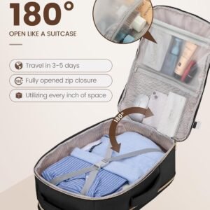 LOVEVOOK Carry on Backpack, 50L Travel Backpack Flight Approved, Waterproof Large 18inch Laptop Backpack Luggage Daypack Business Weekender Overnight with 3 Packing Cubes, Black-Black