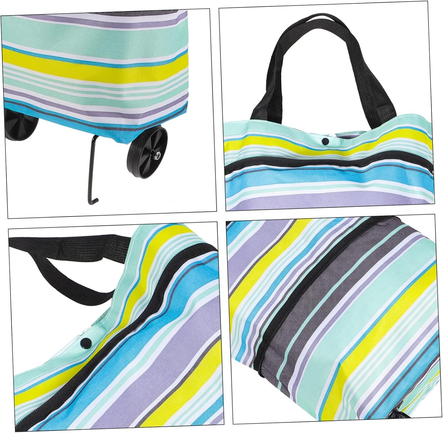 Large Capacity Foldable Grocery Shopping Bag Trolley with Adjustable Handles and Smooth Wheels Portable Reusable Market Cart for Groceries and Daily Shopping - Image 5