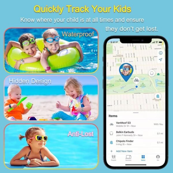 Waterproof AirTag Bracelet for Kids, Soft Silicone Air Tag Hidden Holder Case Compatible with Apple Airtag, Adjustable Anti-Lost Printed Strap GPS Traker for Toddler Child(4 Pack) - Image 4