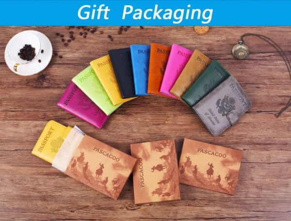 Airtag Passport Holder Cover Wallet RFID Blocking Leather Case Travel Essentials Luggage Accessories Travel Must Have(118#Blue) - Image 9