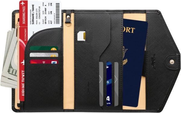 ZOPPEN Mulit-purpose Rfid Blocking Passport Holder Travel Wallet (Ver.4) Passport and Vaccine Card Holder ComboTri-fold Document Organizer Travel Essentials - Image 3