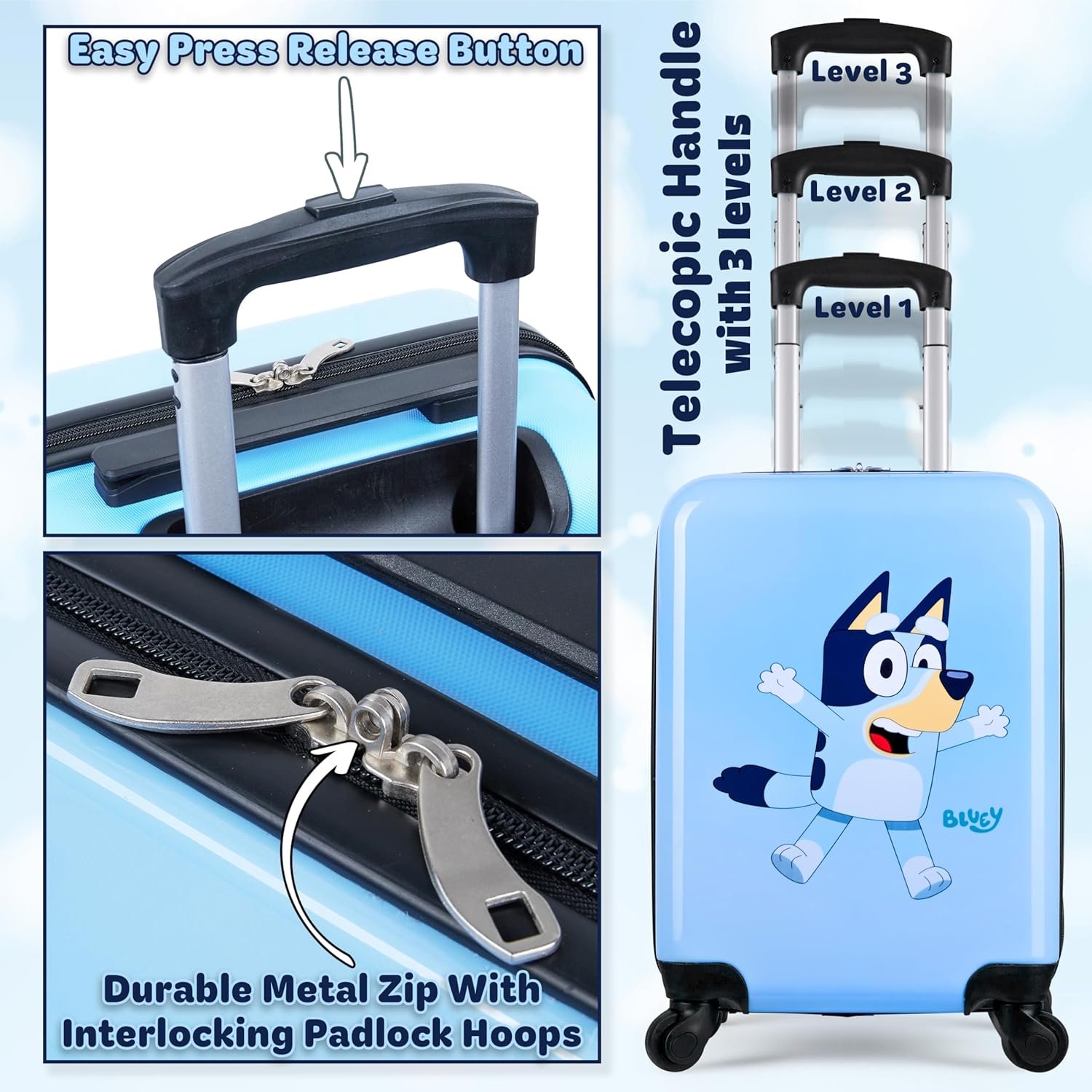 Bluey Kids Luggage with Wheels Rolling Suitcase Small Carry On Travel Suitcase Vacation Weekend Trips Travel Essentials - Image 5