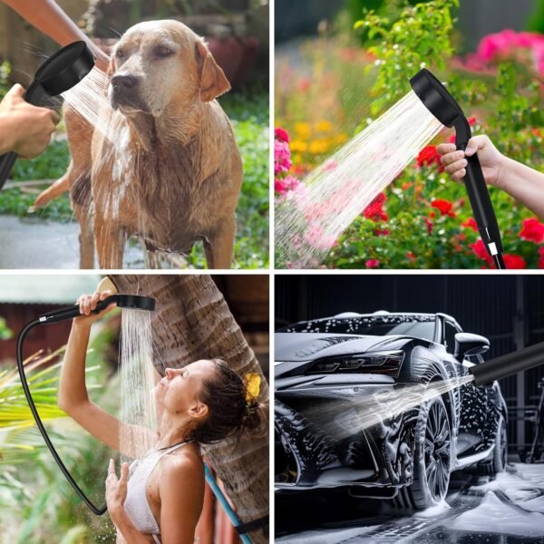 Portable Camping Shower - 10000mAh Rechargeable, 5-Speed, IPX8 Waterproof, LED Display Camp Shower Pump- Perfect for Hiking, Travel, Cars & Pets - Image 8