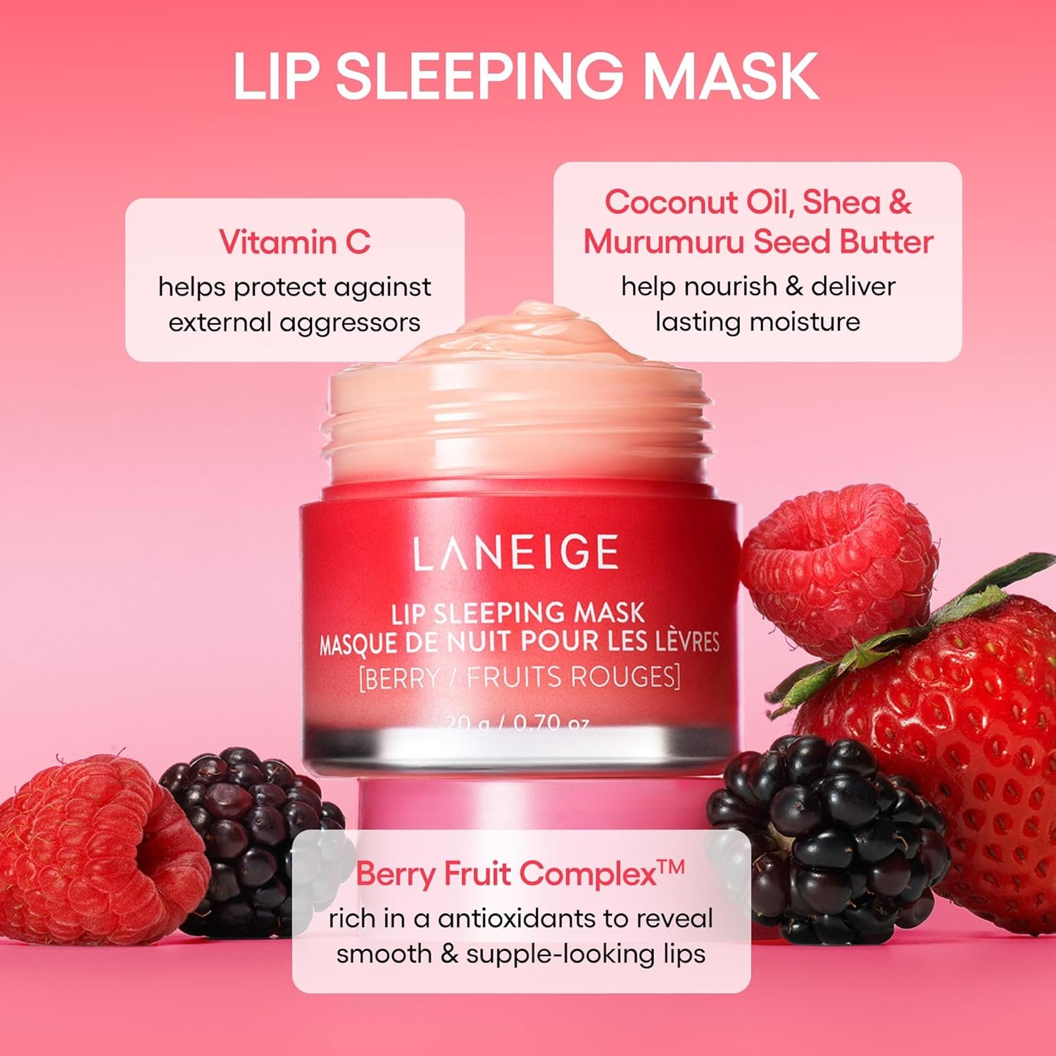 LANEIGE Lip Sleeping Mask: Nourishing Overnight Lip Treatment with Vitamin C, Shea & Murumuru Butter for Hydrating Dry, Flaky Lips - Image 5