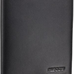 HISCOW Italian Leather Passport Holder for Travel – RFID Blocking Wallet Cover with Secure Organizer for Men & Women, US & Foreign Trips, Black