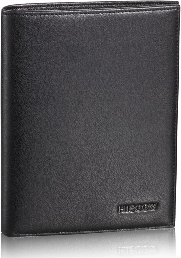 HISCOW Italian Leather Passport Holder for Travel - RFID Blocking Wallet Cover with Secure Organizer for Men & Women, US & Foreign Trips, Black - Image 2
