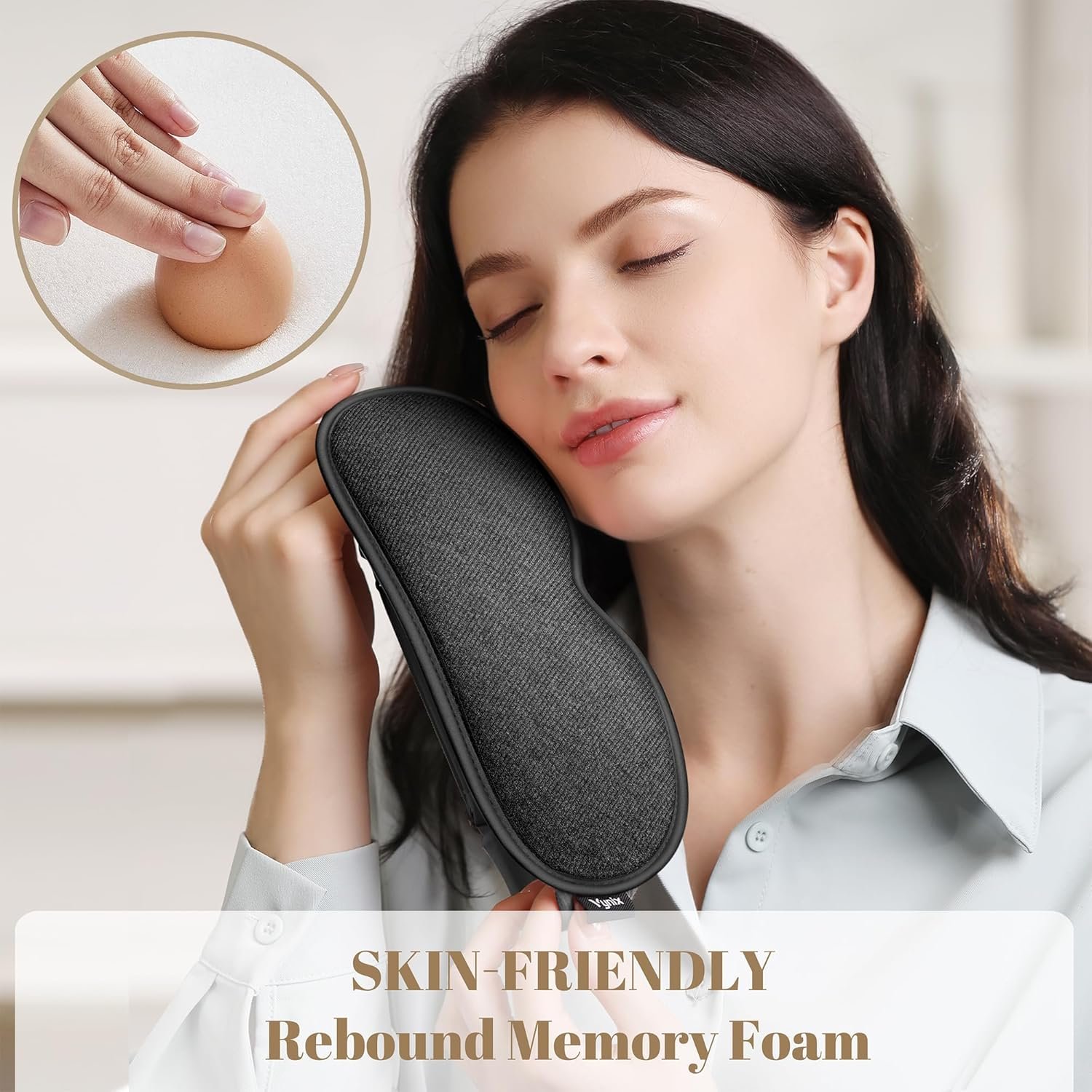 Sleep Mask for Men Women - 100% Blackout Eye Masks for Sleep, Zero Pressure 3D Sleeping Mask, Adjustable Light Blocking Eye Cover Blindfold for Travel, Nap, Night Work, Office - Gray - Image 8