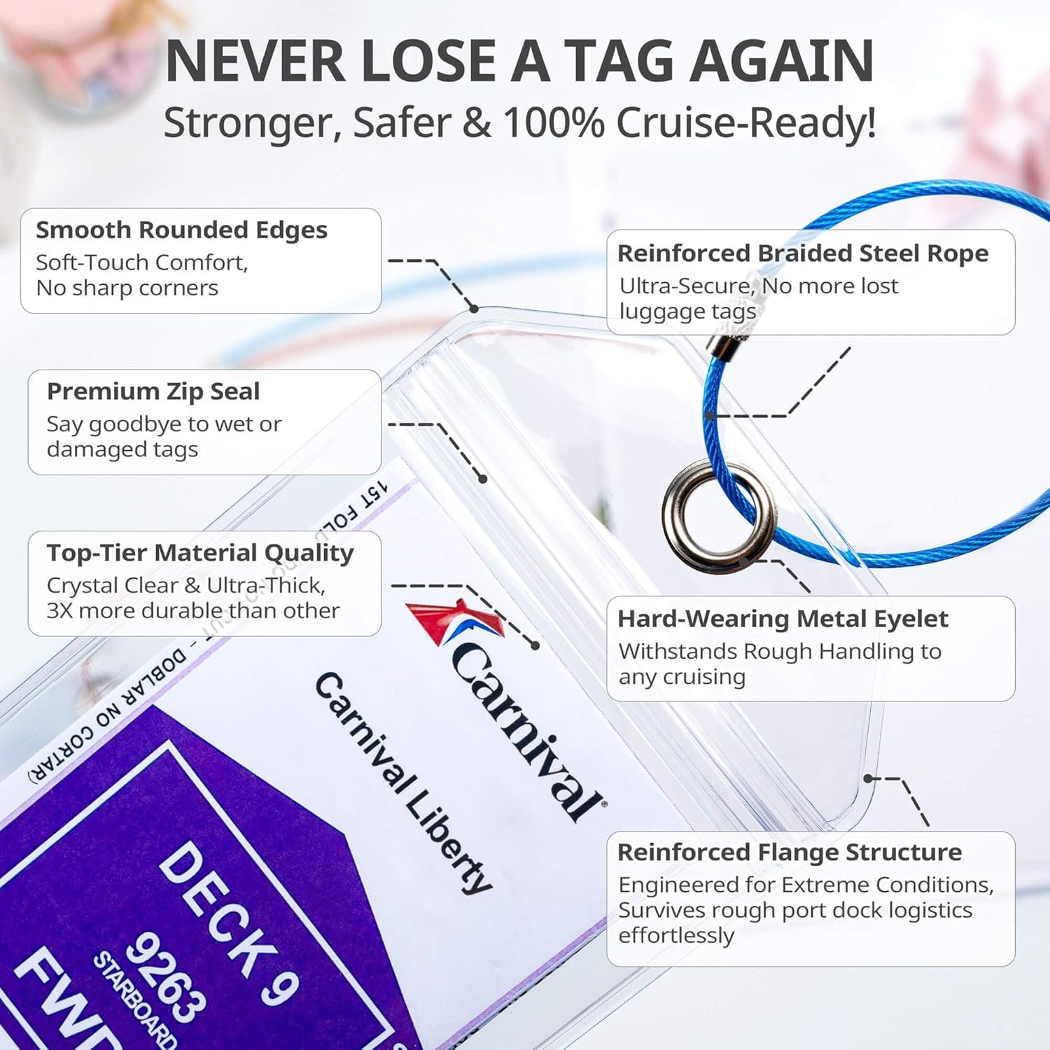 Cruise Ship Essentials for Carnival, Princess, NCL, MSC by JOLLYANTS, Cruise Luggage Tag Holders, Cruise Must Haves Waterproof & Reusable - Image 2