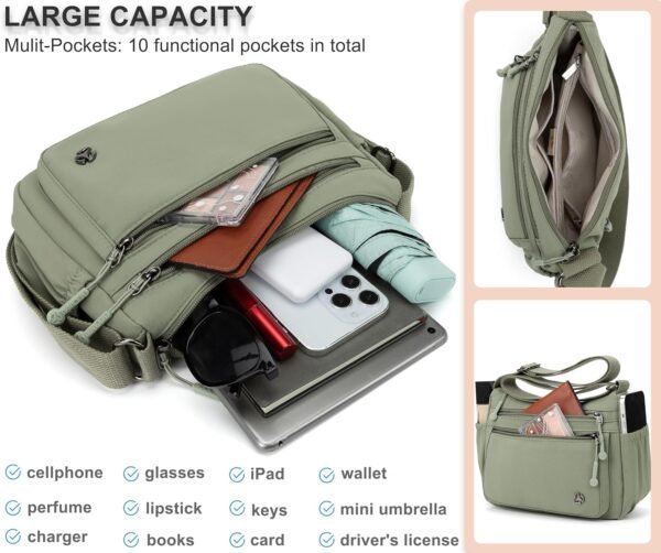 Casual Crossbody Bag with Anti Theft Pocket - Women Lightweight Water-Resistant Purse Bag - Image 6