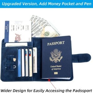Passport Holder for travel – Cover Wallet -Travel Essentials RFID Blocking Travel Accessories for Women Men (navy blue)