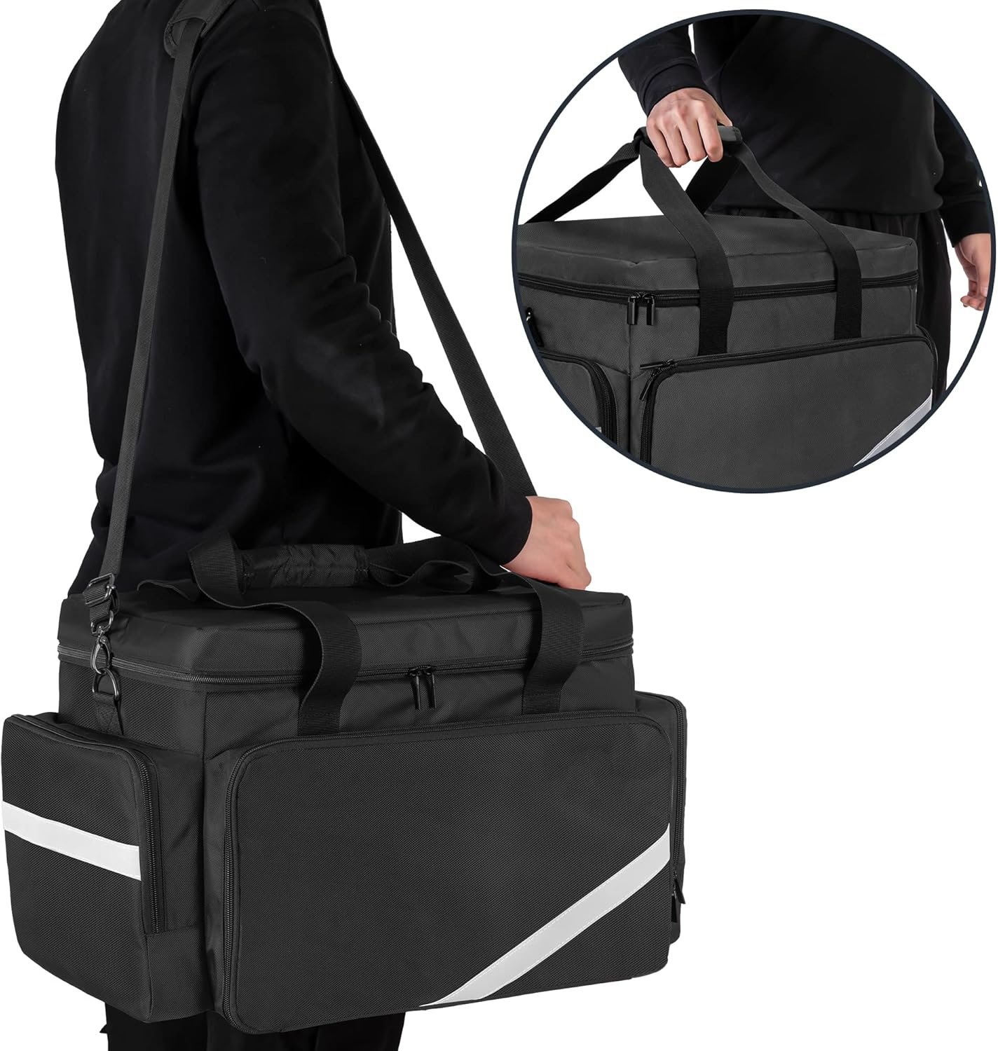 Trunab Rolling Medical Bag with Detachable Trolley, Nurse Rolling Bag with Removable Dividers 15.6” Laptop Sleeve, First Aid Responder Bag Empty for Home Health Nurses, Doctors, EMT, EMS - Image 6