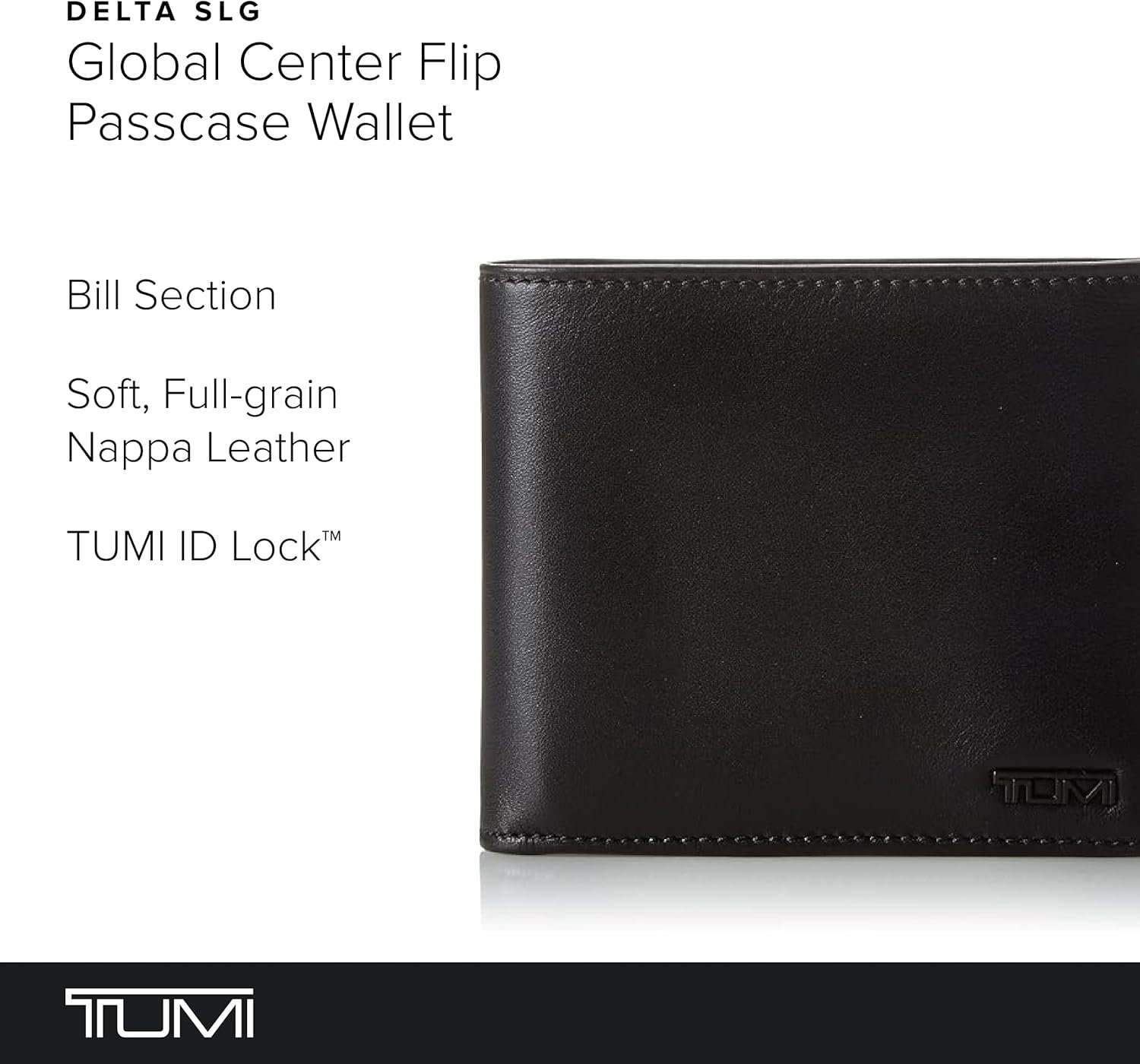 TUMI - Delta Global Center Flip ID Passcase - Bifold Leather Wallet - RFID Blocking Accessory - Multiple Card Slots - 4" x 5" - Black - Image 2
