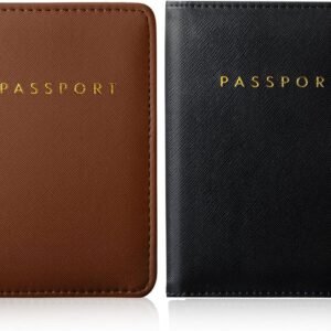 Frienda 2 Pieces Bridal Passport Covers Holder Waterproof Leather Holder Covers Travel Wallet Passport Case for Women and Men