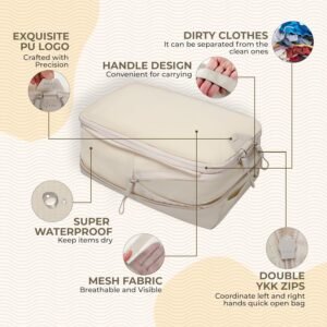 6 Set Compression Packing Cubes for Travel Women & Men, Suitcase Organizer Bags Set, Travel Organizer Bags with Double Zipper, Space-Saving Luggage Storage for Suitcase