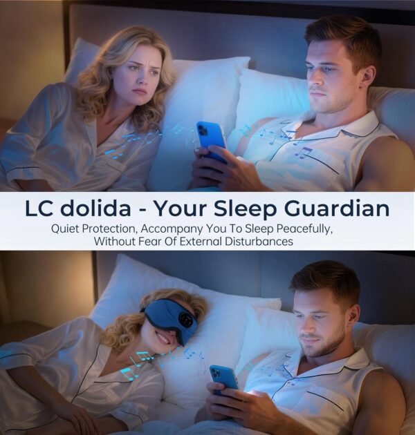 LC-dolida 5.2 Bluetooth Sleep Mask with White Noise,Sleep Headphones,Bluetooth Wireless Music Eye Mask, Ideal for Travel, Night Work, Side Sleeping and Office Use for Both Men and Women(Dusty Cyan) - Image 7