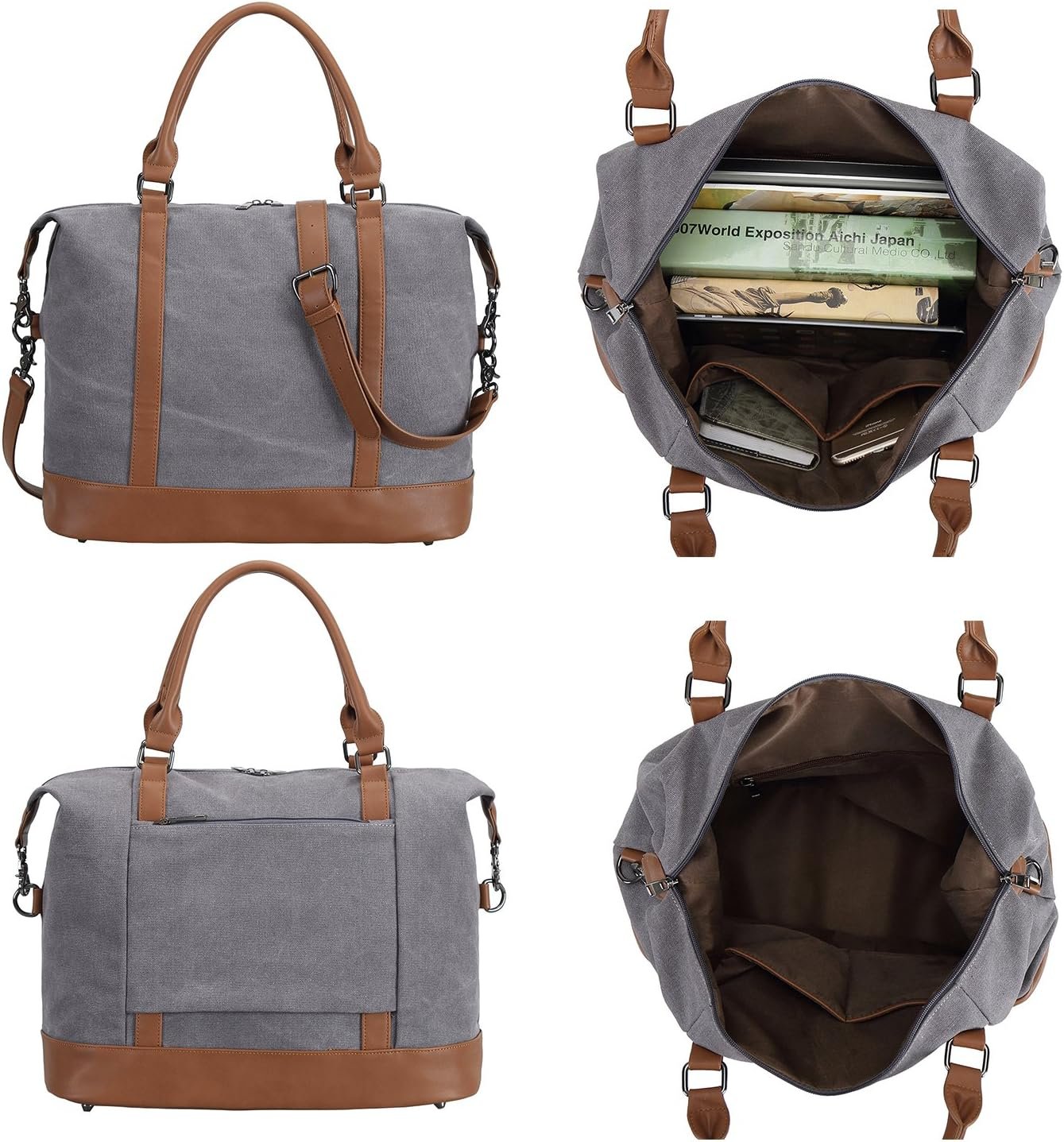 BLUBOON Travel Tote Bags with Zipper Ladies Canvas Bag Weekender Overnight Bag for Women Carry on Duffel Bag Trolley Sleeve - Image 5