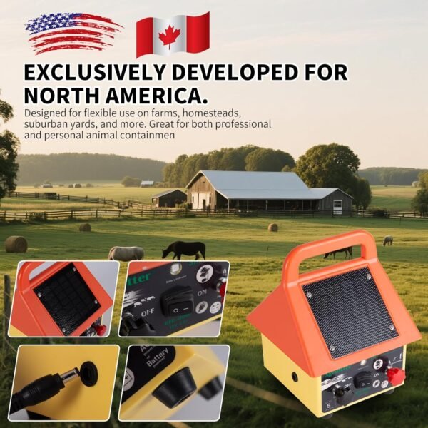 3-in-1 Electronic Fence Energizer Charger Solar/BatteryAC Powered Waterproof Design for Livestock Wildlife Control & Property Protection - Image 5