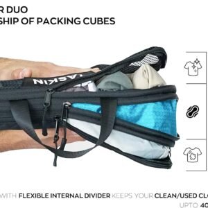 Taskin Compression Packing Cubes | Separate Clean & Dirty Compartments w/Flexible Separator | YKK Zippers | Set of 4 (2L + 2M)