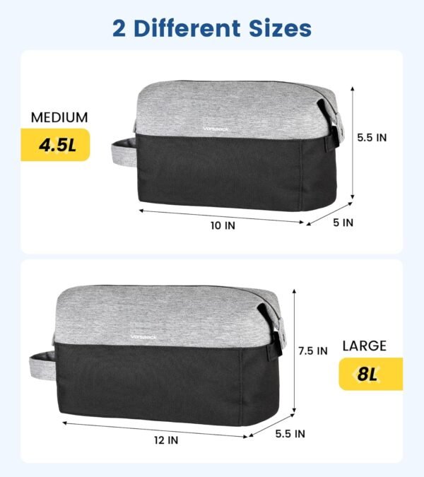 Vorspack Travel Toiletry Bag for Men - Lightweight Mens Toiletry Travel Bag Water Resistant Dopp Kit Shaving Bag for Skincare Toiletries Bathroom Gifts - Black - Image 2
